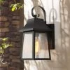 Black Outdoor Wall Lantern Sconce Ceno 9 in. 1-Light Modern Medium Outdoor Wall Light fixture with Seeded Glass Shade by Uolfin