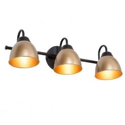 Ray 21.3 in. 3-Light Brass Gold Shape Wall Sconce with Matte Black Metal by Uolfin