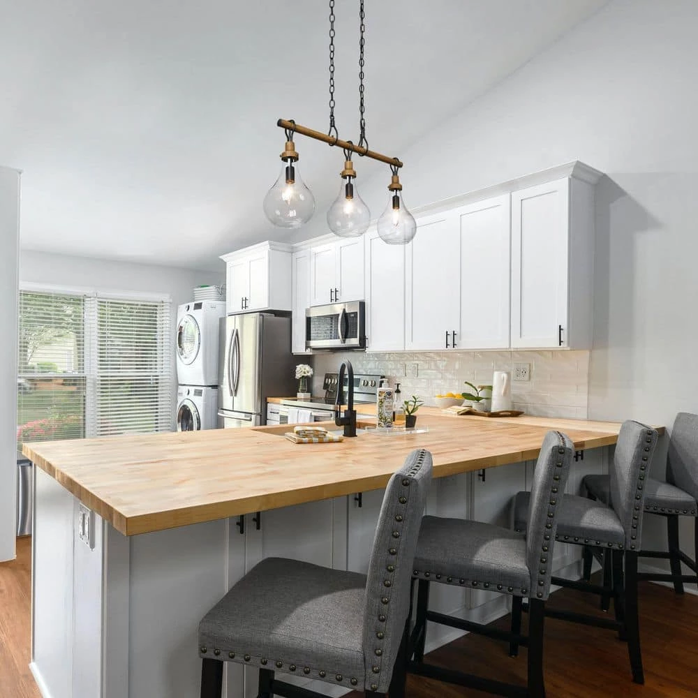 Farmhouse Black Dining Room Chandelier, Maya 3-Light Modern Kitchen Island Pendant Hanging Light with Teardrop Shades by Uolfin - Image 10