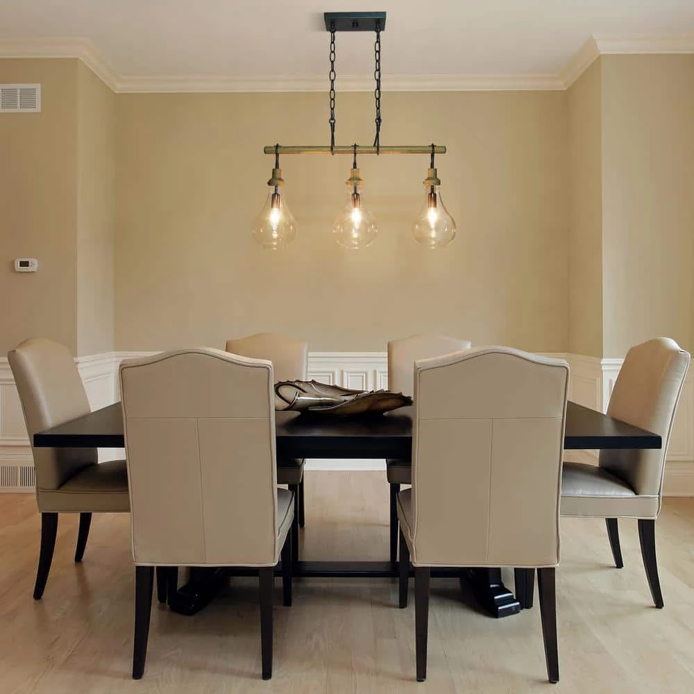 Farmhouse Black Dining Room Chandelier, Maya 3-Light Modern Kitchen Island Pendant Hanging Light with Teardrop Shades by Uolfin - Image 5