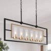 Modern Black & Brass Large Linear Chandelier Light Cali 37.4 in. 6-Light Island Chandelier Light with Clear Glass Shades by Uolfin