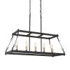 Modern Farmhouse Linear Chandelier, 5-Light Black And Gold Candlestick Chandelier Light Fixture with Geometric Frame by Uolfin