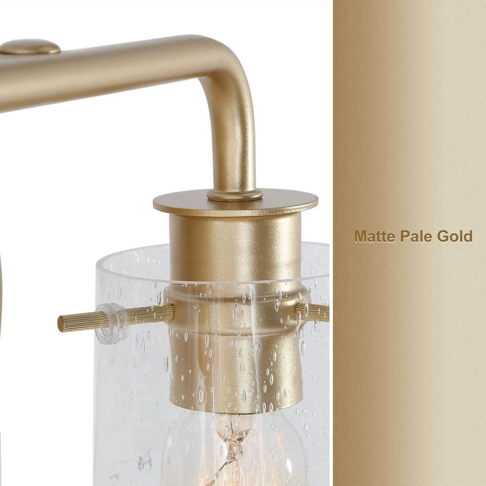 Modern Gold Bathroom Vanity Light, 22.5 in. 3-Light Farmhouse Brass Wall Sconce with Seeded Glass Shades by Uolfin - Image 4