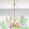 Modern Gold Dining Room Chandelier, Quinn 4-Light Farmhouse Cage Bedroom Chandelier Pendant Lighting by Uolfin