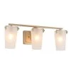 3-Light Farmhouse Gold Bathroom Vanity Light with Frosted Glass Shades by Uolfin