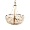 Rustic Farmhouse Dining Room Chandelier, 3-Light Retro Gold Bedroom Bowl Chandelier with White Wood Beads by Uolfin