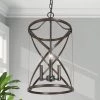 3-Light Bronze Farmhouse Drum Chandelier Light with Faux Wood Accent by Uolfin