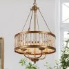 Rustic Gold Drum Candlestick Island Chandelier, 4-Light Modern Farmhouse Kitchen Chandelier with Wood Beads by Uolfin