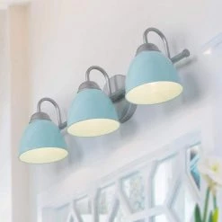 Modern Transitional Bathroom Vanity Light, 3-Light Contemporary Wall Sconces Lighting with Blue Bowl Shades by Uolfin