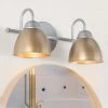 15 in. Modern Wall Sconce, 2-Light Transitional Gold and Silver Bathroom Vanity Light with Metal Bowl Shade by Uolfin