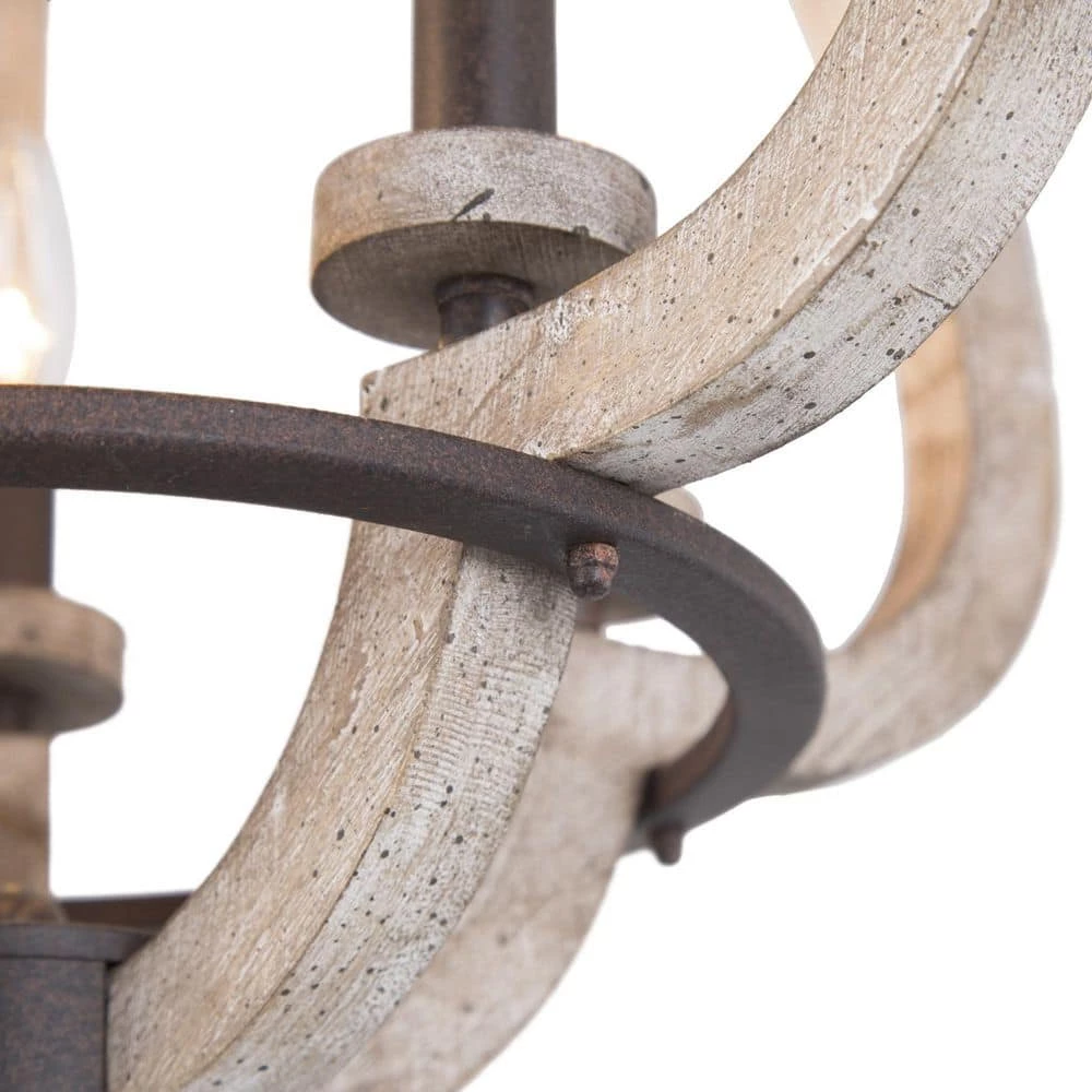 Modern Farmhouse Candlestick Wood Chandelier, 5-Light Lantern Dining Room Chandelier Hanging Pendant Light by Uolfin - Image 6