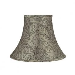 14 in. x 11 in. Taupe with Black Floral Design Bell Lamp Shade by ASPEN Creative CORPORATION:Aspen Creative Corporation