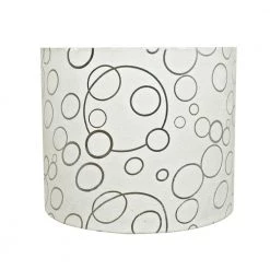 12 in. x 10 in. White and Silver Circle Pattern Hardback Drum/Cylinder Lamp Shade by ASPEN Creative CORPORATION:Aspen Creative Corporation