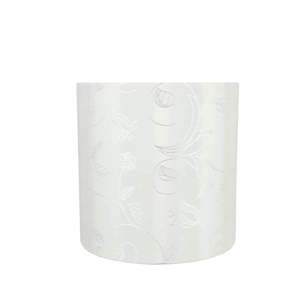 8 in. x 8 in. White with Floral Vine Design Drum/Cylinder Lamp Shade by ASPEN Creative CORPORATION:Aspen Creative Corporation