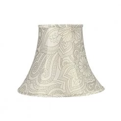 14 in. x 11 in. White and Grey Floral Print Bell Lamp Shade by ASPEN Creative CORPORATION:Aspen Creative Corporation