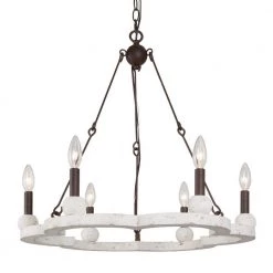 6-Light White Farmhouse Chandelier by Uolfin