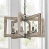 Modern Farmhouse Wood Island Chandelier, 20 in. 6-Light Rustic Black and Brown Geometric Chandelier Pendant Light by Uolfin