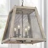 Modern Farmhouse Candlestick Wood Chandelier, 4-Lights Rustic Lantern Cage Island Chandelier Hanging Pendant Light by Uolfin